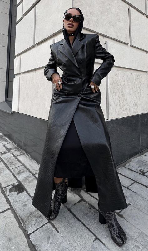 Maxi Leather Coat, Matrix Leather Jacket, Single-breasted Long Leather Coat, Luxury Black Leather Long Coat-style Jacket, Leather Trench Coat Goth, Leather Coats, Long Leather Coat, Maxi Coat, Total Black