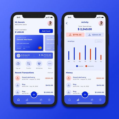 DailyUi Challenge!

This time i want to share my latest design exploration, bank app. Design Exploration, Ui Ux App, Bank Design, Mobile App Design Inspiration, App Interface Design, Banking App, Identity Design Logo, App Design Inspiration, Mobile Banking