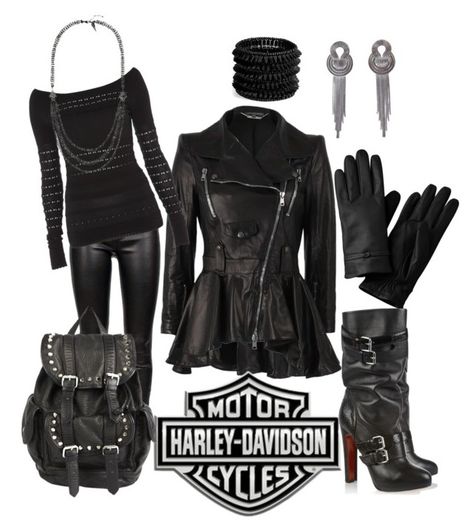 "Biker Chic" by jsandoval ❤ liked on Polyvore featuring Alexander McQueen, Isotoner, Helmut Lang, Lara Bohinc, Harley-Davidson, Christian Louboutin, Temperley London, Philippe Audibert, Rebecca Minkoff and Steve Madden Biker Chick Outfit, Chick Outfit, Leather Clothes, Biker Outfit, Biker Chic, Rocker Chic, Biker Chick, Temperley London, Biker Girl