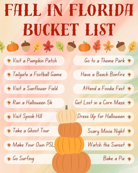 What fall activity are you excited for? Halloween 5k, Florida Fall, Scary Movie Night, Fall Activity, Beach Bonfire, Travel Girl, Corn Maze, Ghost Tour, Sunflower Fields