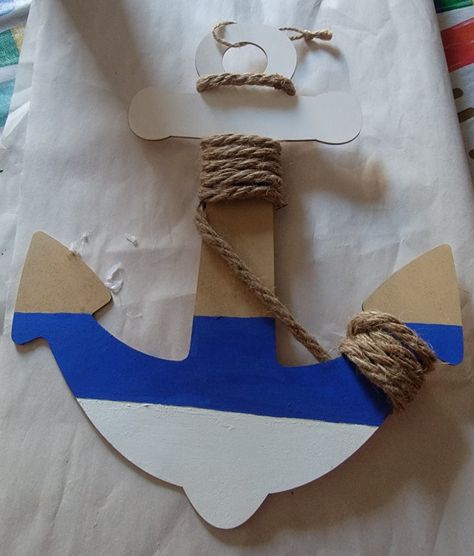 Anchor Diy Crafts, Anchor Crafts For Kids, Diy Anchor, Vbs Ocean Theme, Anchor Painting, Anchor Crafts, Surf Birthday Party, Diy Toddler Toys, Wood Anchor