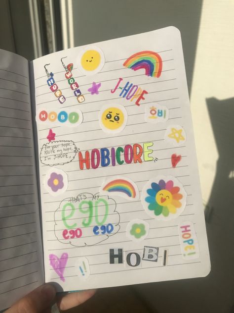 hobicore bts inspired kpop journaling ideas for dedicated fans,j-hope or hoseok themed J Hope Journal Ideas, Jhope Journal Ideas, J Hope Journal, Bt21 Diary Ideas, Jhope Journal, Bts Scrapbook Ideas, Butter Journal, Bts Journal Ideas, Kpop Journal Ideas