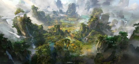 Talon Concept Art, Hope Background, Genshin Visuals, Mythical Places, Dnd Places, Chinese Places, Mountainous Landscape, Hollow Earth, Fantasy Land