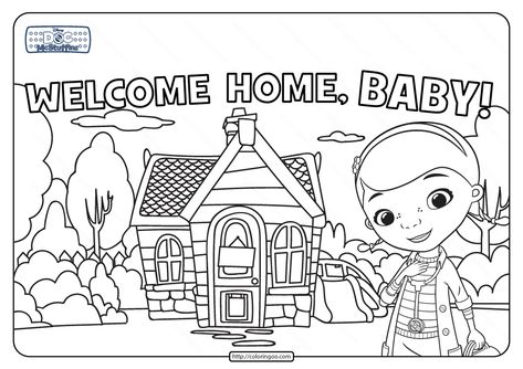 Join The McStuffins family in celebrating their newest family member, or welcome home the new baby in your life with this printable coloring page. #disney #docmcstuffins #mcstuffins #welcome #home #baby #coloring #drawing #painting Doc Mcstuffins Coloring Pages, Painting Pages, Disney Doc Mcstuffins, Color By Number Printable, Annual Report Covers, Baby Coloring Pages, Cover Page Template, Coloring Drawing, Disney Printables