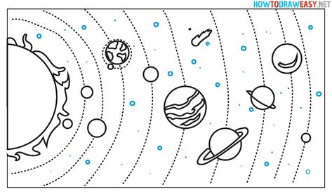 How to Draw Solar System #SolarSystem #PlanetarySystem #SolarSystemDrawing #DrawingGuides #DrawingTutorials #StepbyStepDrawings #HowtoDrawaPlanets #PlanetsDrawing #EarthDrawing #Sun #TheSun #Mercury #Venus #Neptune #Space #SpaceDrawing #Stars #StarsDrawings Easy Solar System Drawing, Solar System Cartoon Drawing, Solar System Outline, Drawing Of Solar System, Solar System Front Page, Space Activities For Preschoolers, Planets Preschool, Solar System Diagram, Rapunzel Coloring Pages