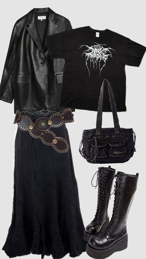 #metalhead #gothic Grunge Metal Outfit, Metal Head Outfits, Metalhead Outfits, Metalhead Style, Metalhead Fashion, Metal Outfit, Style Bundle, Leather Jacket Outfits, Fire Fits