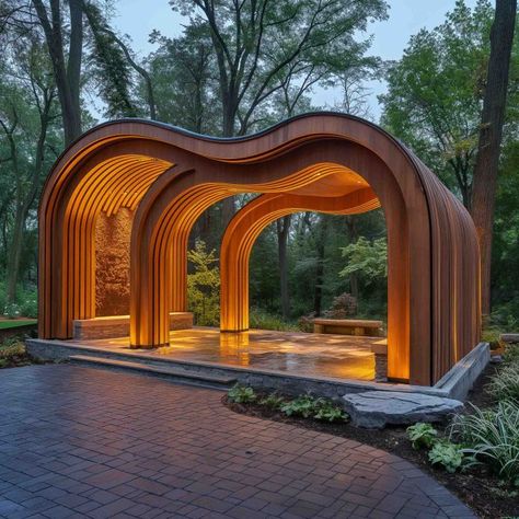 Pavilion Building Concepts Organic Pavilion Design, Art Pavilion Design, Pavillion Concept Design, Gate Arches Entrance, Pavillion Concept, Light Pavilion Architecture, Garden Exhibition, Ambience Decor, Abstract Pavilion Architecture