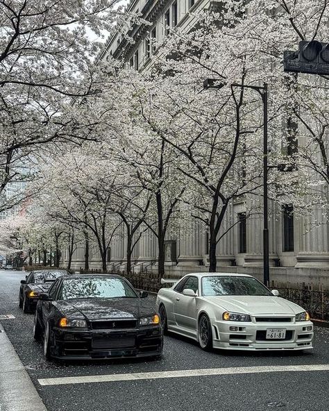 Duo 👾  @er34gtr #jdm #supercars #gtr #nissan #iconiccars #car #cars Japan Cars Aesthetic, Gtr 34 Nissan Skyline, Gtr R32, Gtr Nissan, Initial D Car, R34 Skyline, Big Girl Toys, Skyline Gtr R34, Cars Aesthetic