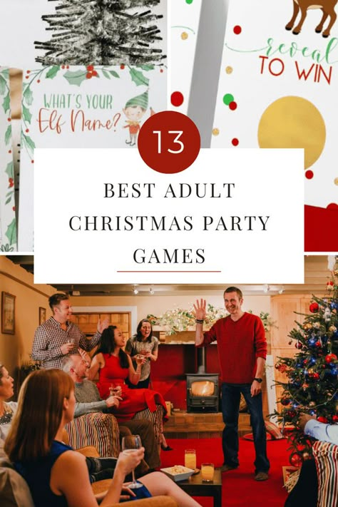 Light up the party with our 13 Adult Christmas Party Games that promise a merry time filled with laughter, friendly competition and the pure joy of the holiday spirit. Cheers to a holiday celebration you and your guests will treasure! Christmas Party For Work Ideas, Christmas Game Show Ideas, Game Christmas Party, Large Christmas Party Games, Couples Christmas Party Games, Xmas Games For Adults Funny, Easy Holiday Games For Adults, Christmas Competition Games, Christmas Dinner Games For Adults