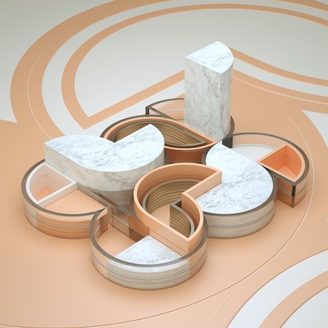 Abstract set designs. An exploration about composition, form, geometry and materials. Rendered in Octane for Cinema 4D. Concept Models Architecture, Arch Model, Architecture Model Making, Zaha Hadid Architects, Abstract Composition, Architecture Design Concept, 3d Modelle, Demi Fine Jewelry, Concept Architecture