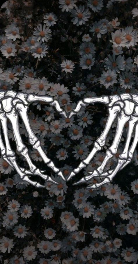 Heart shaped hands Lockscreen Skeleton, Funny Wallpapers Lockscreen, Skeleton And Flowers, Wallpaper Skeleton, Skeleton Flowers, Heart Shaped Hands, Your Wallpaper, Wallpaper Designs, Halloween Wallpaper