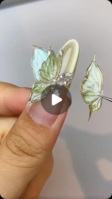 Butterfly 3d Nails, Butterfly Nail Art Tutorial, 5d Nail Art Design, 3d Butterfly Nails, Nail Art Butterfly, Nail Store, Bee Nails, 3d Nail Designs, Butterfly Nail Designs