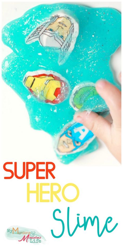 Superhero Slime Recipe. Great tactile sensory activity for kids! Beaver Activities, Diy Putty, Tactile Sensory Activities, Superhero Camp, Stem Night, August Themes, Tactile Sensory, What Is Fear, Slime Recipes