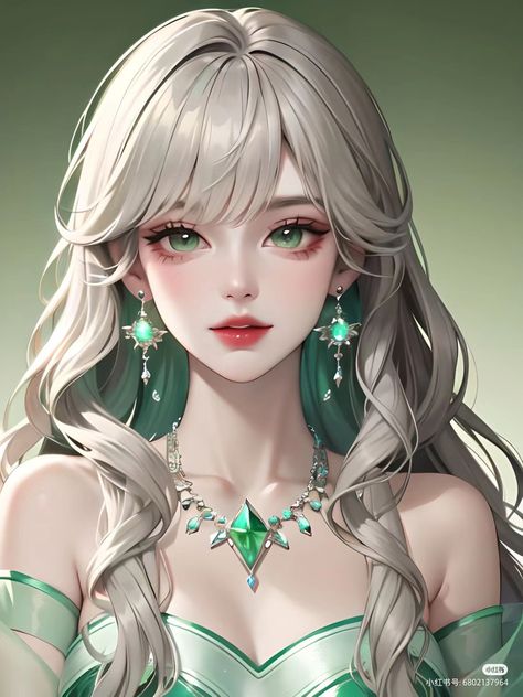 Anime Green Hair, Turquoise Eyes, Blonde Hair Girl, Bd Comics, Cute Cartoon Pictures, Girly Art Illustrations, Cute Anime, Digital Art Girl, Beautiful Fantasy Art