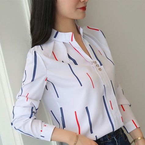 be53ee61104935234b174e62a07e53cfdesc44875586ri Moda Casual Chic, Autumn Shirts, Female Shirts, Lady Tops, Office Blouse, White Top Women, Tops And Blouses, Shirts Vintage, Blouse Material