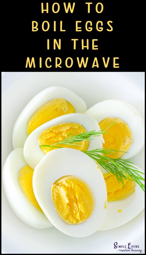 Hard boiling eggs in the microwave is quick, easy and simple to do. No need for pots, pans or boiling water, all you need is a microwaveable jug, water, salt and a microwave to have delicious hard boiled eggs with a creamy, fully cooked yolk. https://simplelivingcreativelearning.com/how-to-boil-eggs-in-the-microwave/ Boiling Eggs In Microwave, Eggs In Microwave How To Make, Microwave Boiled Eggs, How To Boil Eggs In Microwave, Cook Eggs In Microwave, Cooking Eggs In Microwave, How To Make Eggs In The Microwave, Microwave Eggs In A Cup, Boil Eggs In Microwave