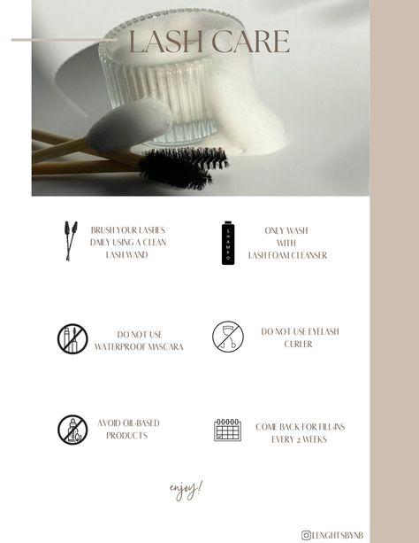 Lash after care Eyelash Extension Content Ideas, Lash Brush Aesthetic, Eyelash Extensions Content, Lash Extension Content Ideas, Eyelash Post Ideas, Eyelash Extension Content, Lash Artist Content Ideas, Lash Content Ideas For Instagram, Lash Extensions Aesthetic