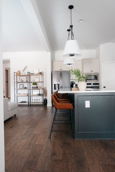 3 Simple Changes to Transform Our Kitchen - hannahkirkmanhome.com Taupe Cabinets, White Quartz Countertops, Top Paint Colors, Update Cabinets, Chameleon Color, Neutral Color Palette, White Backsplash, White Quartz Countertop, Mini Kitchen