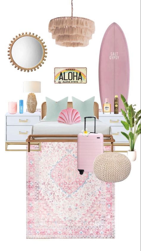 Pink And Gold Bedroom, Surfer Room, Surf Room Decor, Home Decor Classic, Bee Room, Beachy Room Decor, Beach Room Decor, Beachy Bedroom, Home Nails