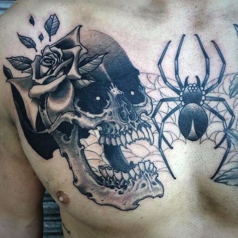 Skull Spider Tattoo Design, Spider With Skull Tattoo, Skulltula Tattoo, Spider Skull Tattoo, Skull Spider Tattoo, Spider Neck Tattoo, Spider Tattoo Design, Dark Feminine Tattoos, Teardrop Tattoo