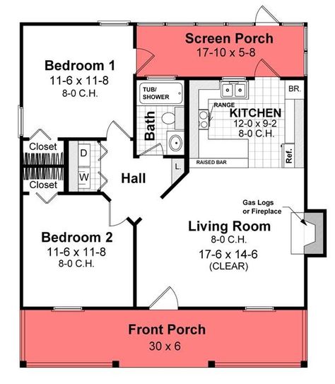 I like this floor plan. 700 sq ft 2 bedroom floor plan | Build or Remodel Your Own House Two Bedroom Adu Floor Plan, 2 Bedroom Floor Plans, Bedroom Floor Plan, Building A Small House, Two Bedroom House, Cabin Floor, A Small House, Cabin Floor Plans, Small Farmhouse