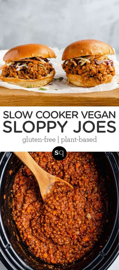 Vegan Raw Dinner, Quinoa Sloppy Joes, Vegan Dinner Sandwiches, Vegan Gluten Free Lunch Ideas, Slow Cooker Plant Based Recipes, Best Vegan Crockpot Recipes, Lentil Sloppy Joes Crockpot, Crockpot Dinners Vegetarian, Vegan Gluten Free Dinner Ideas