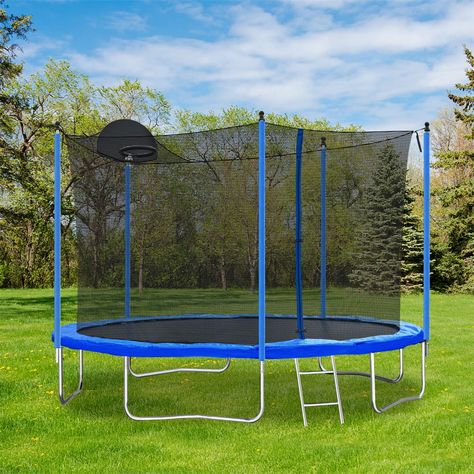 Buy 12FT Trampoline for Kids Teens Adults, Recreational Trampoline with Safety Enclosure Net, Basketball Hoop and Non-slip Ladder, ASTM Approved Combo Bounce Outdoor Trampoline, Blue at Walmart.com Large Trampoline, Outdoor Trampoline, Best Trampoline, Backyard Trampoline, Kids Trampoline, Trampoline Workout, Play Structures, Basketball Net, Safety Net