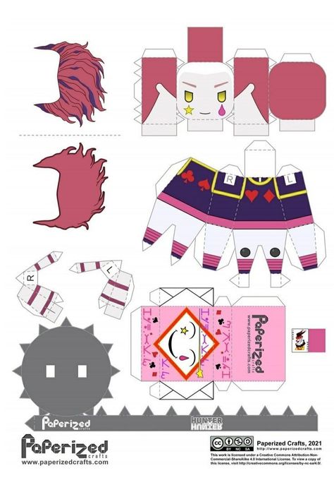 Paperized Anime, Bungee Gum, Paperized Crafts, Hunter X Hunter Hisoka, Anime Crafts Diy, Anime Paper, Paper Toys Template, Anime Printables, Paper Doll Template