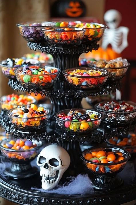 "Add some spooky charm to your candy distribution with a DIY Halloween Candy Bowl Stand! 🍬🎃 Perfect for Halloween parties or trick-or-treaters. #CandyBowlStandDIY #HalloweenCandyInspiration #SpookyDecorIdeas" Halloween Candy Bowl Stand, Diy Halloween Candy, Spooky Candy, Halloween Candy Bowl, Candy Stand, Candy Station, Best Candy, Candy Bowl, Diy Candy