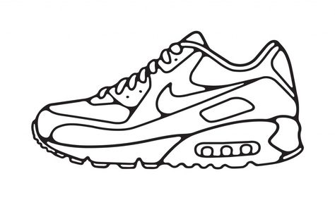 Nike Air Drawing, Air Force 1 Coloring Page, Nike Tn Drawing, Air Max Drawing, Air Max 90 Drawing, Jordan Shoe Coloring Page, Air Max One, Single Line Drawing, Air Max 1