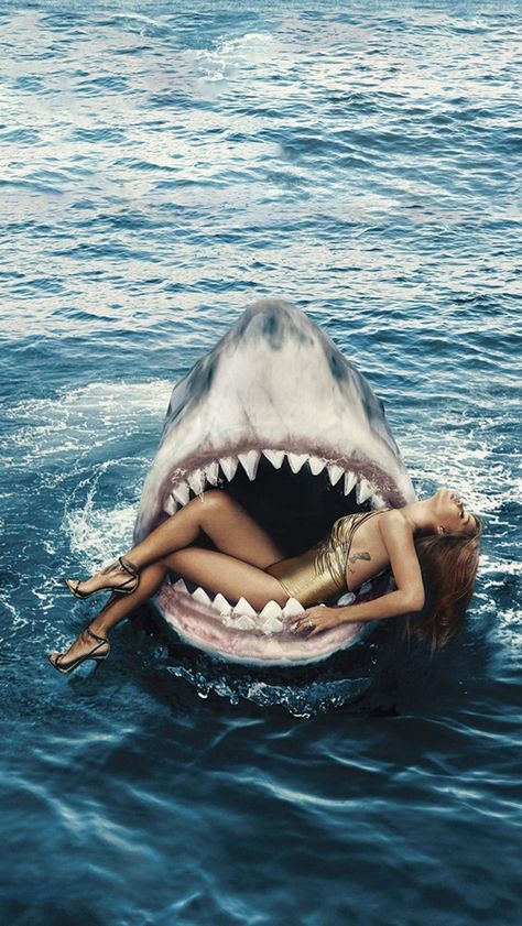 Shark Mouth, Shark Swimming, Halloween Photoshoot, Shark Week, Photography Tutorials, Harpers Bazaar, Under The Sea, Rihanna, The Ocean