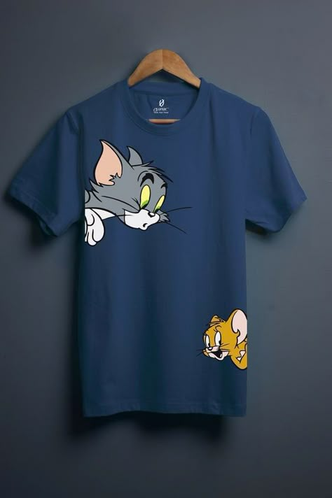 T-shirt Print Design, T Shirt Logo Design, Cool Shirt Designs, Creative T Shirt Design, Shirt Logo Design, Trendy Shirt Designs, Tshirt Printing Design, T Shirt Painting, Tom Jerry