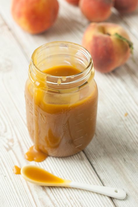 Fresh Peach Caramel Sauce - The Kitchen McCabe Peach Caramel Sauce, Peach Sauce For Cheesecake, Peach Sauce For Ice Cream, Peach Sauce For Waffles, Peach Bourbon Bbq Sauce Canning, Deep Dish Apple Pie, Peach Sauce, Coconut Rice Pudding, Chocolate Bread Pudding