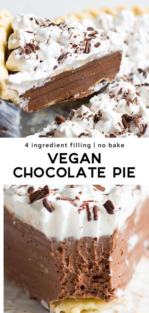 Vegan Chocolate Pie, Coconut Whip, Vegan Pie, Desserts Vegan, Chocolate Pie, Vegan Thanksgiving, Chocolate Pies, Healthy Chocolate, Vegan Dessert Recipes