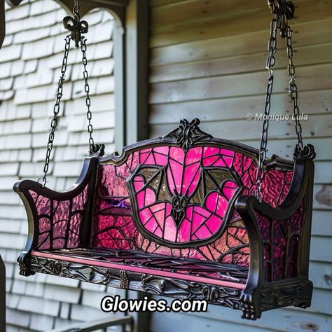 Goth Porch, Beautiful Furniture, Porch Swing, Stained Glass, Sweet Home, Porch, New Homes, Glass, Furniture