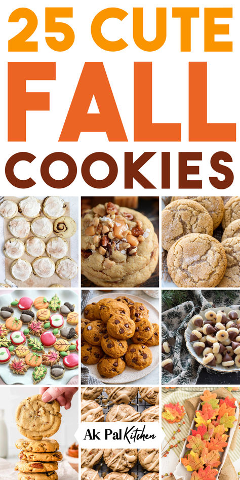 Fall cookies are delicious and easy to make! Try pumpkin spice cookies, apple cider cookies, and cinnamon cookies for a cozy fall treat. Bake some autumn cookies with maple, caramel, or pecan flavors. Get creative with fall sugar cookies and fall cookie decorating ideas. Explore fall cookie recipes perfect for Thanksgiving cookies or Halloween cookies. Enjoy spiced cookies and nutmeg cookies as part of your fall baking adventures. Holiday cookies make any gathering special and festive. Cookie Recipes For Fall, Fall Theme Cookies, Cookie Pictures Ideas, Fall Cookie Flavors, Autumn Cookie Recipes, September Cookies, October Cookies, Fall Wedding Cookies, Fall Cookie Ideas