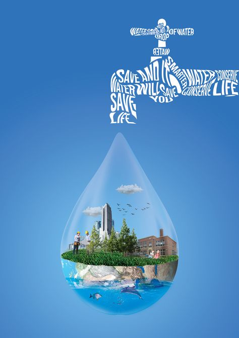 Water Conservation Poster Creative, Graphic Design Final Project Ideas, Water Graphic Design Poster, Water Scarcity Posters, Conserve Water Poster, Save Water Poster Creative, Water Poster Ideas, World Water Day Creative Ads, Clean Water And Sanitation Poster