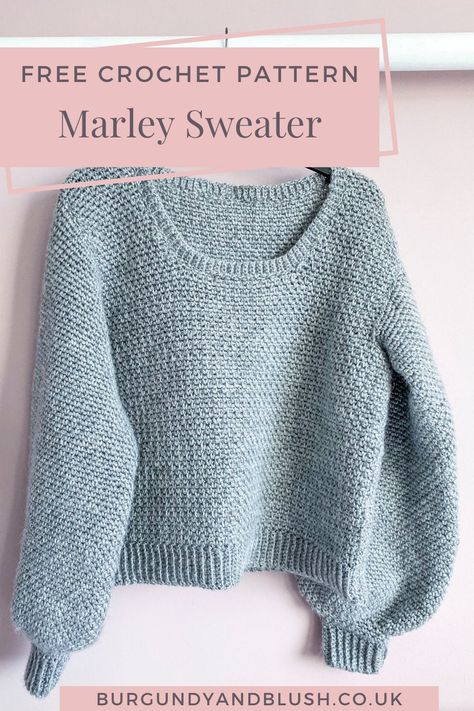 Crochet Sweater Woman, Simple Crochet Jumper Free Pattern, Knit Pullover Sweater Pattern Free, Trendy Crochet Sweater Pattern, Crochet Puff Sleeve Sweater Pattern Free, Simple Crochet Jumper, Free Crochet Sweater Patterns Easy, Crochet Women’s Sweater, Masculine Crochet Patterns