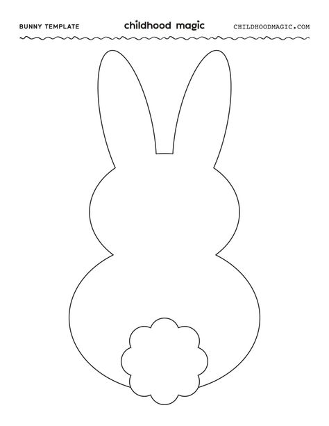 Bunny outline with a pom tail on a white piece of paper. Peeps Template Free Printable, Bunny Patterns Printable, Easter Stencils Free Printable, Bunny Outline Printable, Bunny Cutout Template, Bunny Silhouette Template, Easter Bunny Templates Free Printables, Bunny Template Printable Free Pattern, Printable Bunny Template