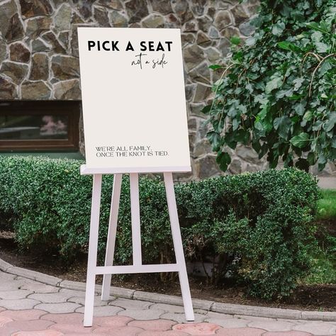 A personal favourite - the “Pick A Seat, Not A Side” wedding ceremony sign, displayed here in a modern aesthetic…. Now available on our website! 🫶✨ #weddingsignage #pickaseatnotaside #weddingceremony #weddingsigns #weddinginspo Wedding Ceremony Seating, Modern Wedding Ceremony, Wedding Welcome Board, Wedding Ceremony Signs, Pick A Seat, Seating Sign, Wedding Boards, Ceremony Signs, Custom Wedding Signs