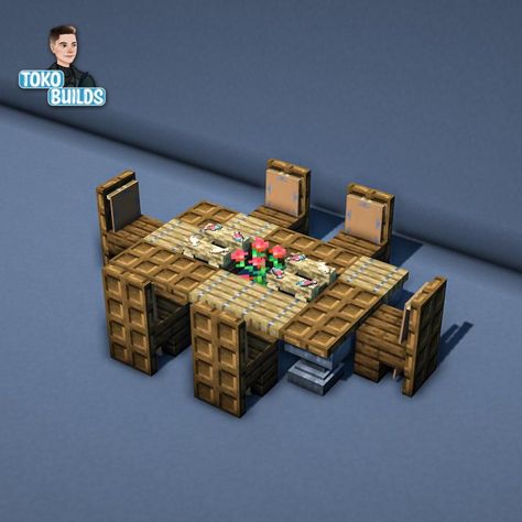 Minecraft Outside Table, Dining Table Minecraft Ideas, Minecraft Dinner Table Ideas, Minecraft Dining Table Ideas, Table Minecraft Ideas, Dinner Table Minecraft, Table Design Minecraft, Tables Minecraft, Dining Table Minecraft