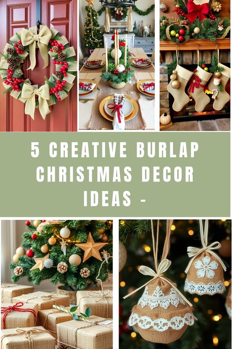 Burlap Christmas adds a rustic charm to the holiday season, blending cozy aesthetics with eco-friendly vibes. With its natural texture and earthy tones, burlap can be used for decoration, gift wrapping, and festive crafts, making it a versatile choice for creating warm memories and a welcoming atmosphere. Get inspired to mix this humble fabric with […] Christmas Burlap Decorations, Burlap Table Settings, Burlap Christmas Decor, Burlap Ribbon Crafts, Burlap Christmas Decorations, Burlap Christmas Ornaments, Cozy Aesthetics, Primitive Christmas Crafts, Burlap Stockings