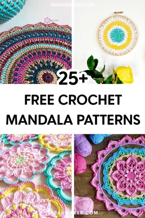 Mandala Crochet Patterns, Free Mandala Crochet Patterns, Mandala Crochet Pattern, Yarn Projects Crochet, Boho Crochet Patterns, Pattern Aesthetic, Mandala Yarn, Scrap Yarn Crochet, Free Crochet Doily Patterns