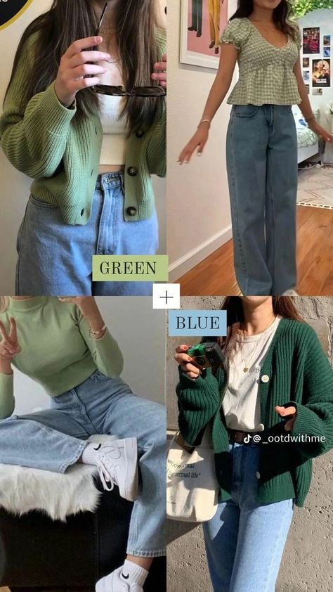 Jeans Combinations Women, Colour Matching Outfits, Aesthetic Colour Combinations, Outfit Colour Combos, Outfit Colour Combinations, Mix And Match Colors Outfits, Colour Combinations Clothes, Color Matching Clothes, Chubby Outfit Ideas