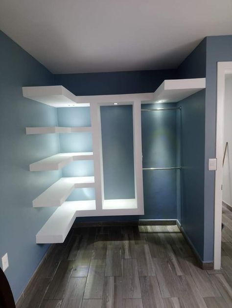 Closet En Drywall, Drywall Ideas, Diy Fitted Wardrobes, Closet Furniture, Sneakerhead Room, Fancy Bedroom, Diy Home Bar, Pop Ceiling Design, Simple House Design