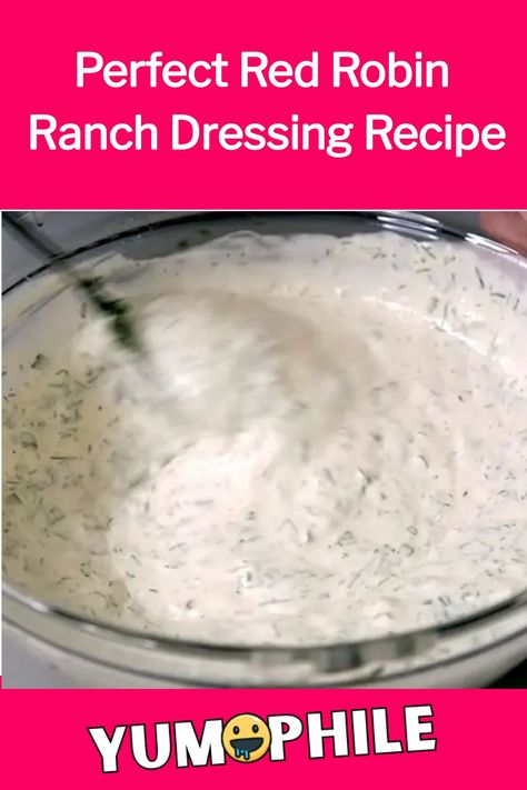 If you’ve ever visited Red Robin, you know that their signature Red Robin Ranch Dressing Recipe is a side sauce Red Robin Sauce, Red Robin Ranch Dressing Recipe, Red Robin Ranch, Red Robin Ranch Dressing, Red Robin Recipes, Restaurant Style Ranch Dressing, Red Robin Restaurant, Cheese Tortellini Soup, Garlic Noodles Recipe