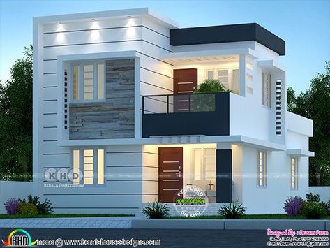 Beautiful rendering of modern house House Front Elevation, Modern Bungalow House Design, Kerala House, 2 Storey House Design, House Outer Design, House Roof Design, Small House Elevation, Small House Front Design, House Balcony Design