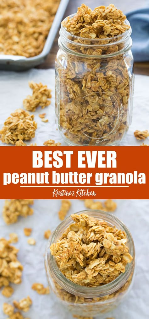 Meal Prep Breakfasts, Granola Oatmeal, Peanut Butter Granola Recipe, Granola Homemade, Easy Granola Recipe, Granola Recipe Healthy, Honey Granola, Easy Granola, Healthy Granola