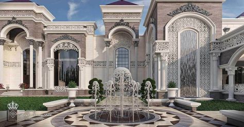 come and design your villa or building or hotel or interior decor with us we have fantastic architectural designs and plans Royalty Style, Luxury Palace, Mansion Homes, Luxury Exterior, Classic House Exterior, Classic Villa, Classic House Design, Resort Design, Arch Design