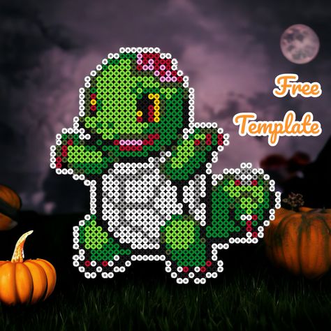 Pokemon Kandi Pattern, Squirtle Halloween, Pokemon Perler Bead Patterns, Pokemon Christmas Ornaments, Halloween Pokemon, Pokemon Christmas, Pokemon Halloween, Pokemon Perler Beads, Fusion Beads